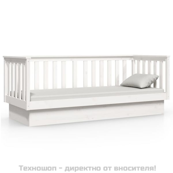 Дневно легло без матрак бяло 75x190 cm масивна дървесина бор