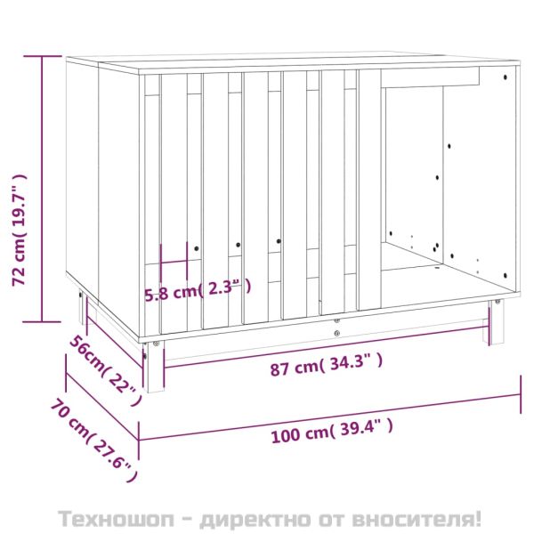 Кучешка колиба, 100x70x72 см, бор масив