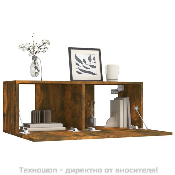 ТВ шкаф, опушен дъб, 80x30x30 см, инженерно дърво