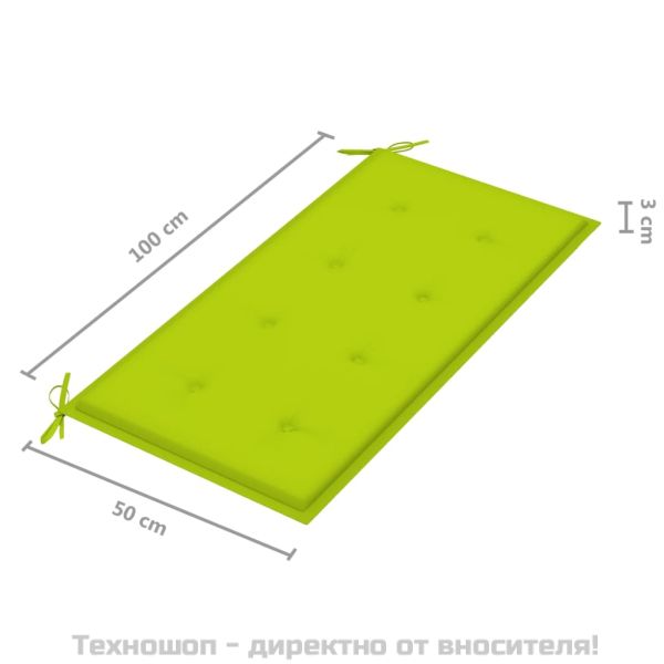 Възглавница за пейка яркозелена 100x50x3 см оксфорд плат