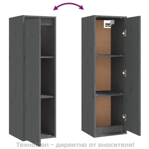 Стенни шкафове, 2 бр, сиви, 30x30x100 см, бор масив