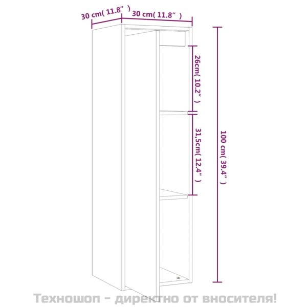 Стенни шкафове, 2 бр, сиви, 30x30x100 см, бор масив