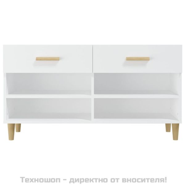 Шкаф за обувки, бял, 102x35x55 см, инженерно дърво