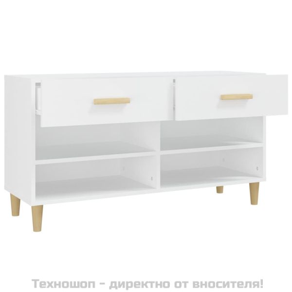 Шкаф за обувки, бял, 102x35x55 см, инженерно дърво