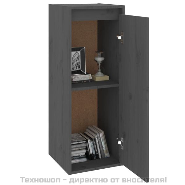 Стенен шкаф, сив, 30x30x80 см, борово дърво масив