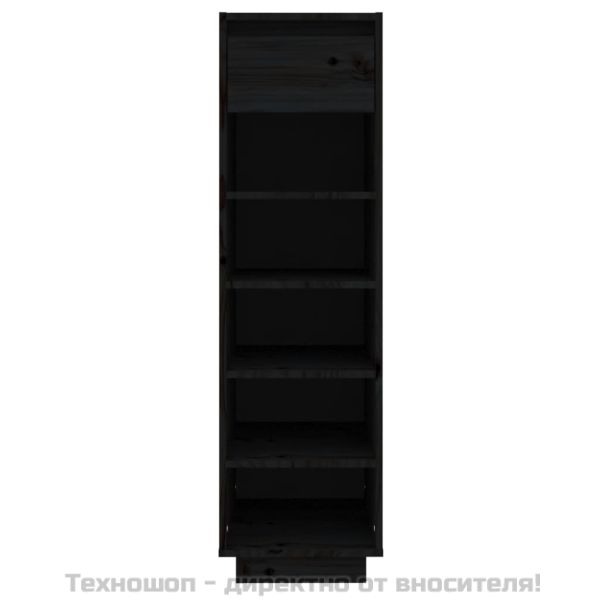Шкаф за обувки, черен, 34x30x105 см, бор масив