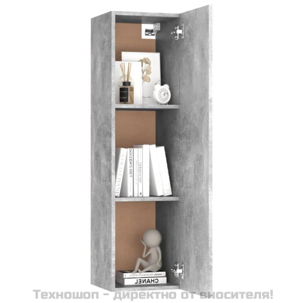 ТВ шкаф, бетонно сив, 30,5x30x110 см, инженерно дърво