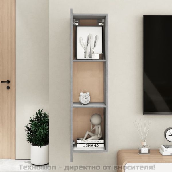 ТВ шкаф, бетонно сив, 30,5x30x110 см, инженерно дърво