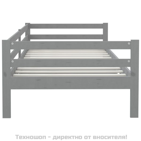Дневно легло без матрак, сив, борово дърво масив, 90x200 см