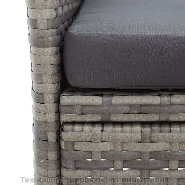 2-местна градинска пейка с маса за чай 143 см полиратан сива