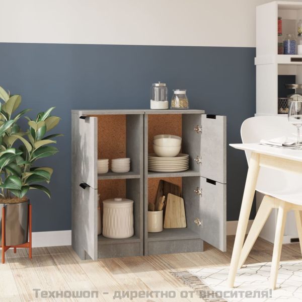 Сайдборди, 2 бр, бетонно сиви, 30x30x70 см, инженерно дърво