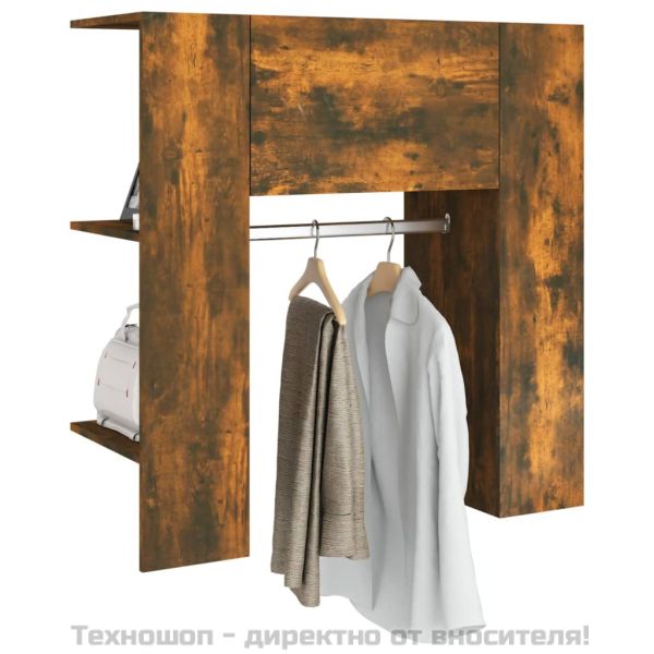 Шкаф за антре, Опушен дъб, 97,5x37x99 см, инженерно дърво