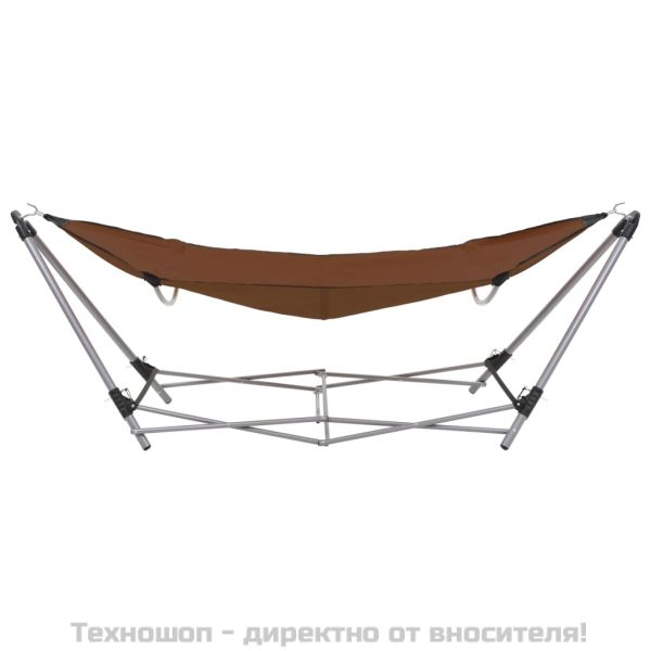 Хамак със сгъваема стойка, кафяв