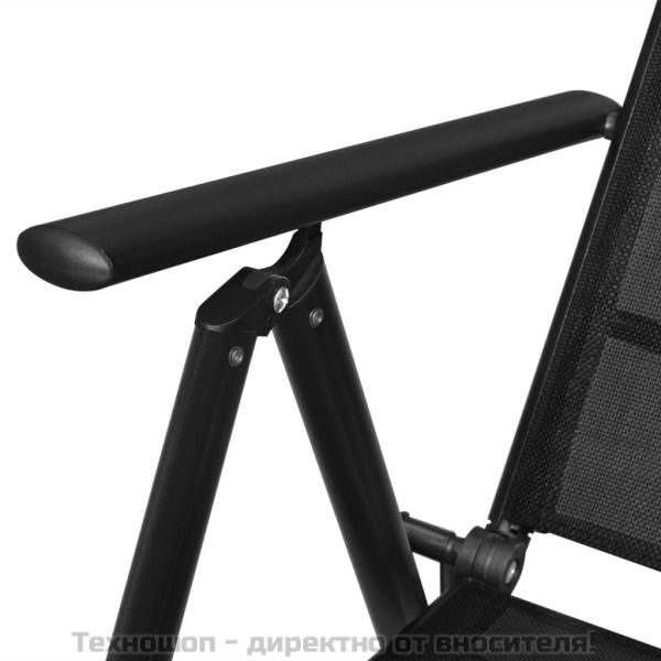 Сгъваеми градински столове, 2 бр, алуминий и Textilene, черни