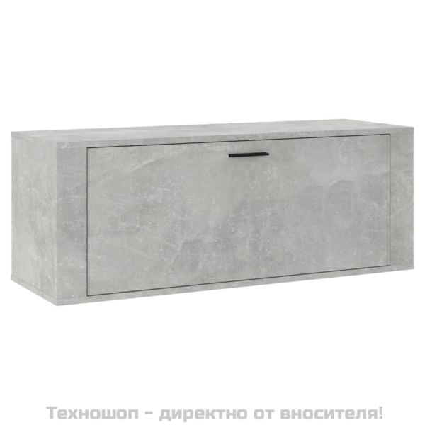 Шкаф за обувки, бетонно сив, 100x35x38 см, инженерно дърво
