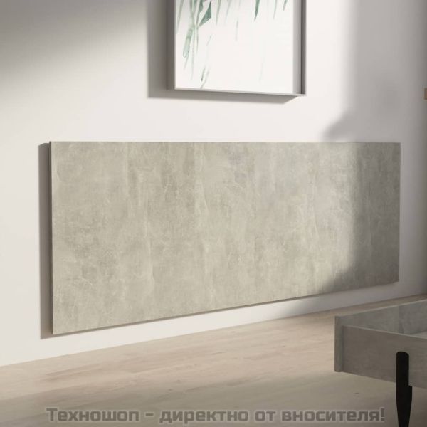 Стенна табла за легло бетонно сив 240x1,5x80 см инженерно дърво