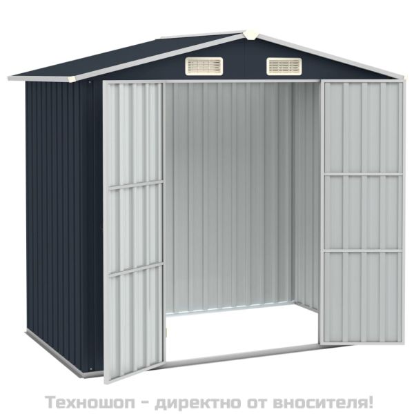 Градинска барака, антрацит, 205x129x183 см, поцинкована стомана