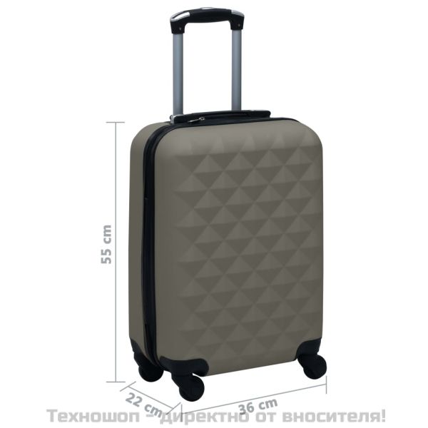 Твърд куфар с колелца, антрацит, ABS
