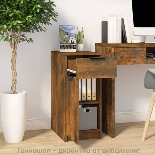 Шкаф за бюро, опушен дъб, 33,5x50x75 см, инженерно дърво