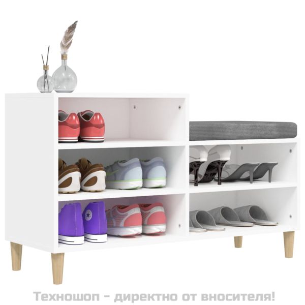 Шкаф за обувки, бял, 102x36x60 см, инженерно дърво