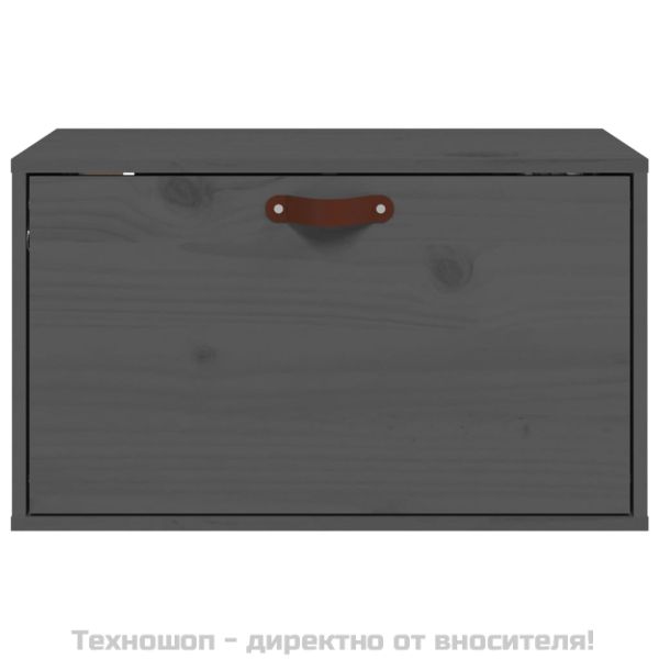 Стенен шкаф, сив, 60x30x35 см, борово дърво масив