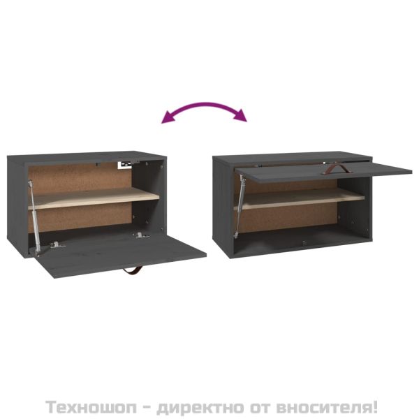 Стенен шкаф, сив, 60x30x35 см, борово дърво масив