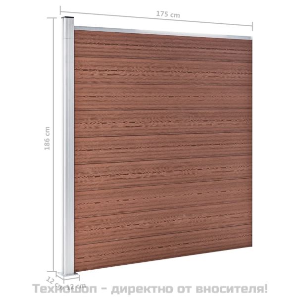 Градинска ограда, WPC, 175x186 см, кафява