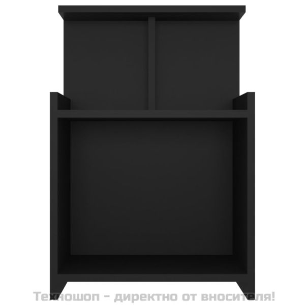 Нощнo шкафче, чернo, 40x35x60 см, инженерно дърво