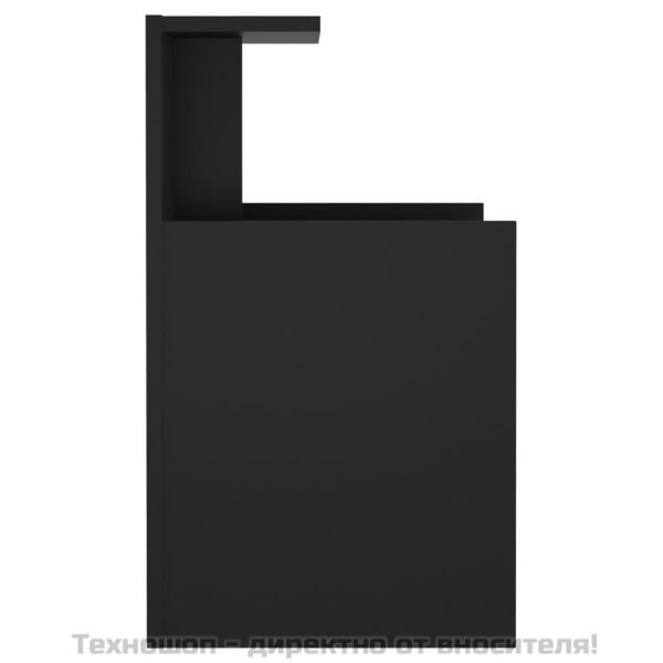 Нощнo шкафче, чернo, 40x35x60 см, инженерно дърво