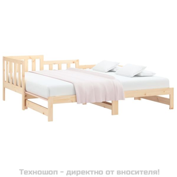 Разтегателна кушетка, 2x(90x190) см, борово дърво масив