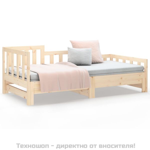 Разтегателна кушетка, 2x(90x190) см, борово дърво масив