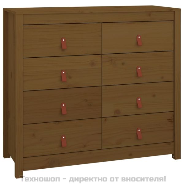 Страничен шкаф, меденокафяв, 100x40x90 см, борово дърво масив