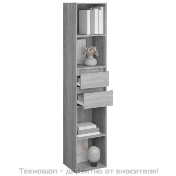 Библиотека, сив сонома, 36x30x171 см, инженерно дърво