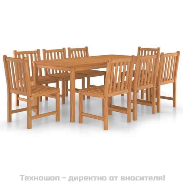 Градински комплект за хранене, 9 части, 180x90 см, масивно тиково дърво