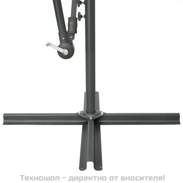 Конзолен градински чадър с LED и стоманен стълб 300 см лазурно