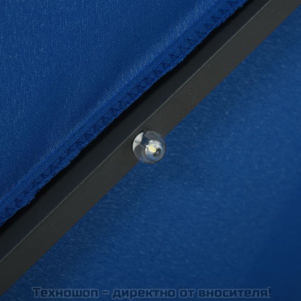 Конзолен градински чадър с LED и стоманен стълб 300 см лазурно