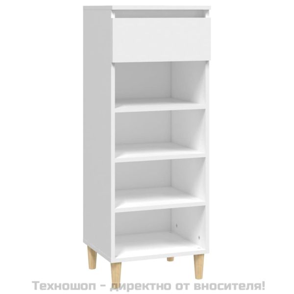 Шкаф за обувки, бял, 40x36x105 см, инженерно дърво