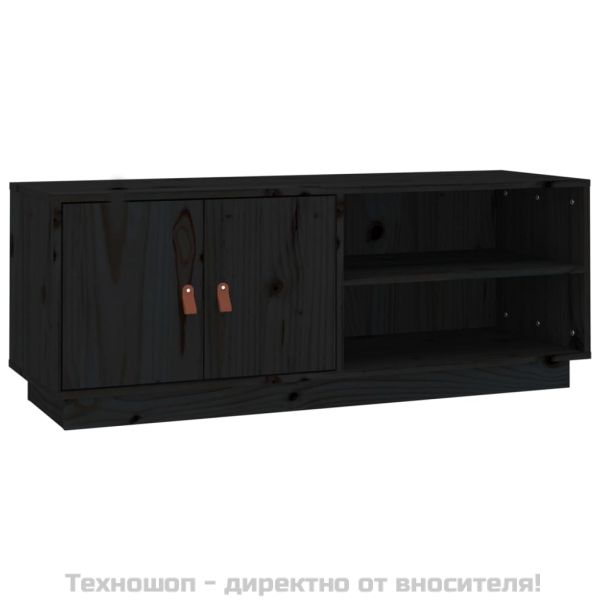 ТВ шкаф, черен, 105x34x40 см, бор масив