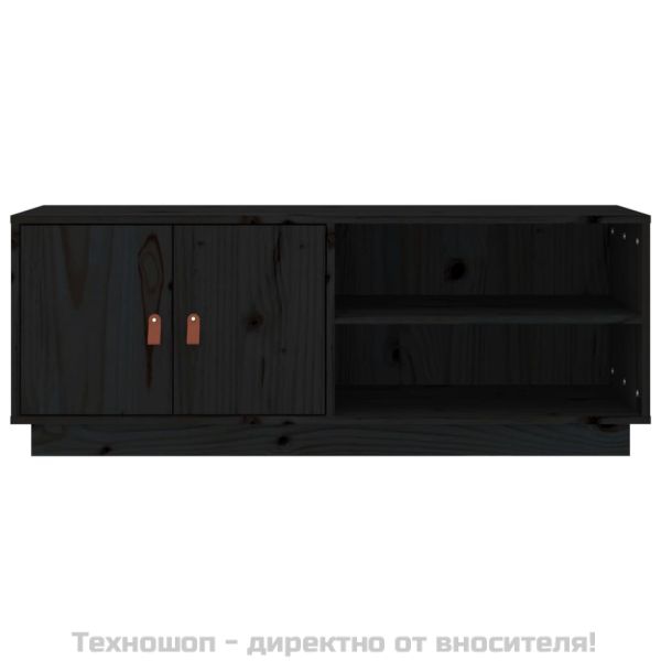 ТВ шкаф, черен, 105x34x40 см, бор масив