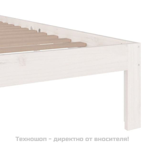 Рамка за легло, бяла, масивно дърво, 140х200 см