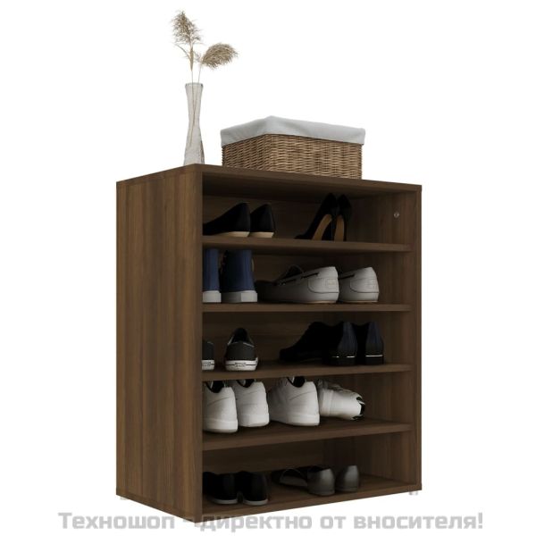 Шкаф за обувки, кафяв дъб, 60x35x70 см, инженерно дърво