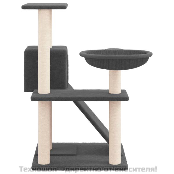 Котешко дърво със сизалени стълбове, тъмносиво, 82 см