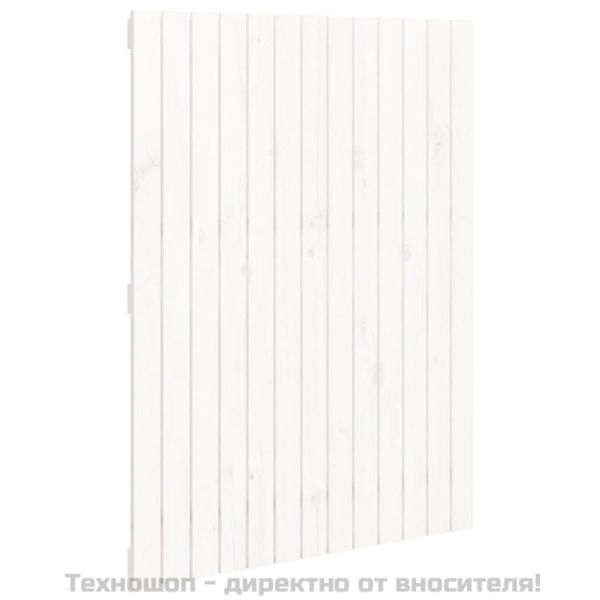 Стенна табла за спалня бяла 82,5x3x110 см борово дърво масив