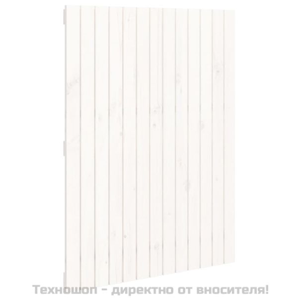 Стенна табла за спалня бяла 82,5x3x110 см борово дърво масив