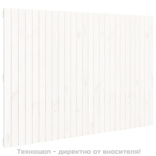 Стенна табла за спалня бяла 166x3x110 см борово дърво масив