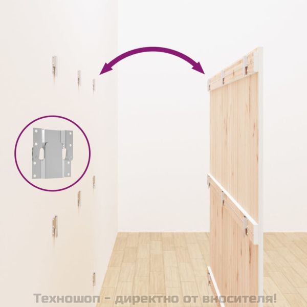 Стенна табла за спалня бяла 166x3x110 см борово дърво масив