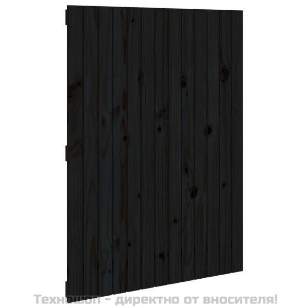 Стенна табла за спалня, черна, 82,5x3x110см, борово дърво масив