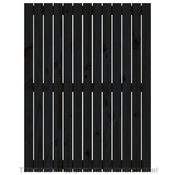 Стенна табла за спалня, черна, 82,5x3x110см, борово дърво масив