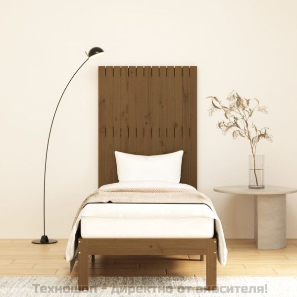 Стенна табла за спалня, меденокафява, 82,5x3x110 см, бор масив