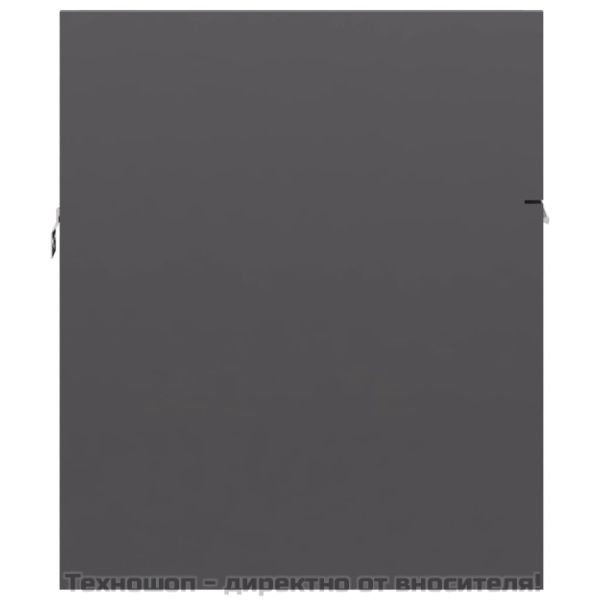 Долен шкаф за мивка, сив гланц, 90x38,5x46 см, инженерно дърво